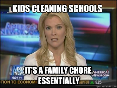 Kids cleaning schools It's a family chore, essentially  Megyn Kelly