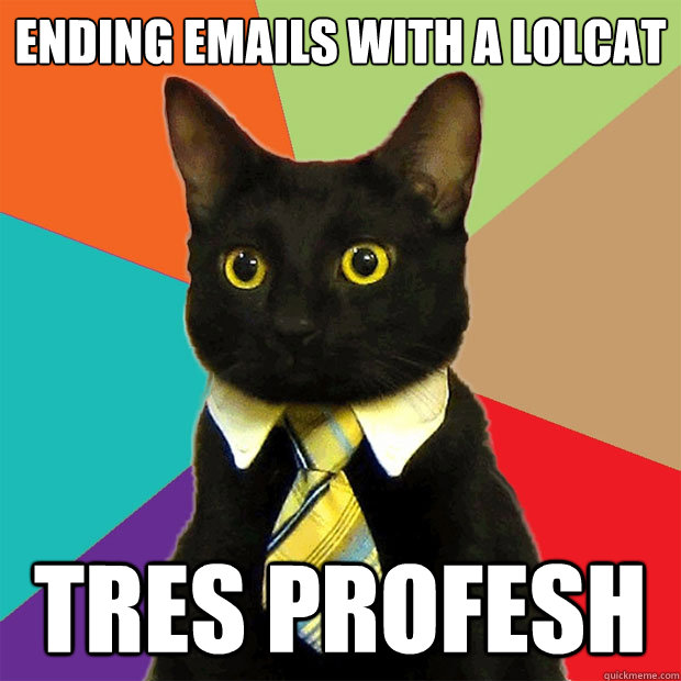 ending emails with a lolcat tres profesh  Business Cat