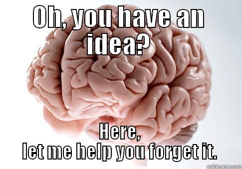 An Idea? - OH, YOU HAVE AN IDEA? HERE, LET ME HELP YOU FORGET IT. Scumbag Brain