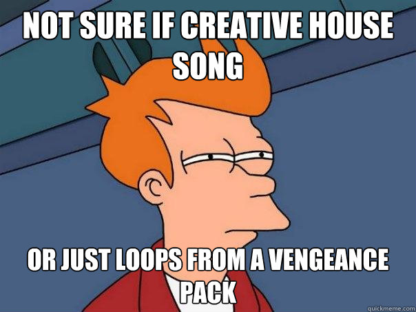 Not sure if creative house song Or just loops from a vengeance pack  Futurama Fry