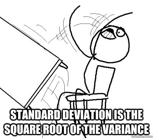  standard deviation is the square root of the variance -  standard deviation is the square root of the variance  Flip A Table