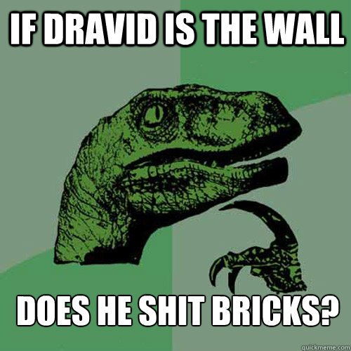 If Dravid is the Wall Does he shit bricks? - If Dravid is the Wall Does he shit bricks?  Philosoraptor