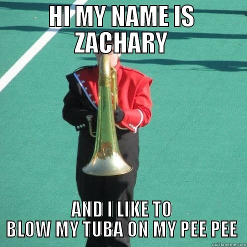 HI MY NAME IS ZACHARY AND I LIKE TO BLOW MY TUBA ON MY PEE PEE Misc