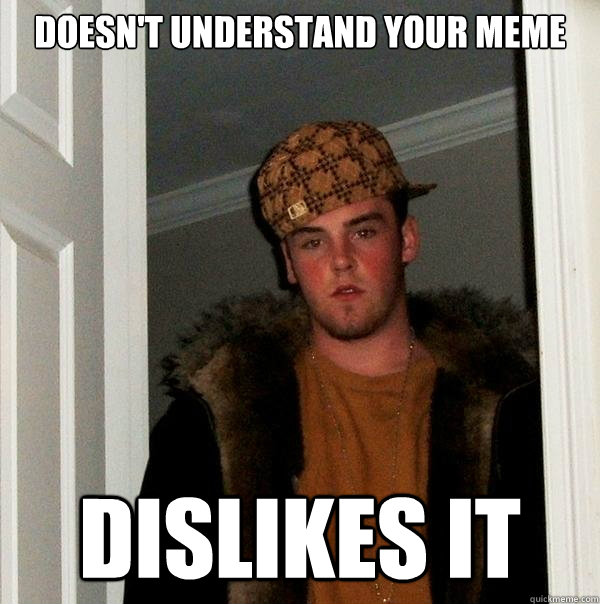 doesn't understand your meme dislikes it  Scumbag Steve