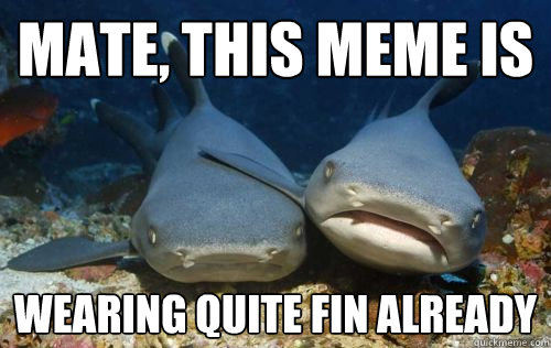 mate, this meme is  wearing quite fin already  Compassionate Shark Friend