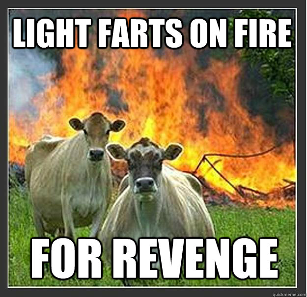 light farts on fire for revenge  Evil cows