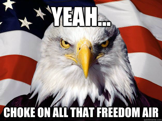 Yeah... Choke on all that freedom air  One-up America