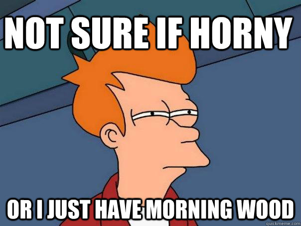 not sure if horny or I just have morning wood   Futurama Fry