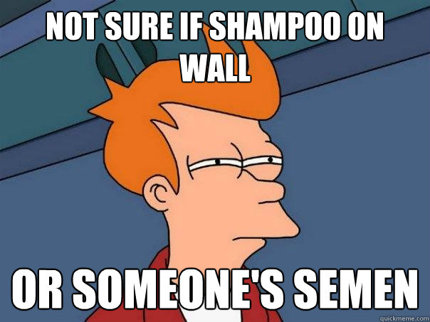 not sure if shampoo on wall Or someone's semen  Futurama Fry