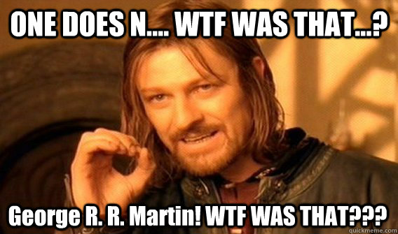 ONE DOES N.... WTF WAS THAT...? George R. R. Martin! WTF WAS THAT???  One Does Not Simply