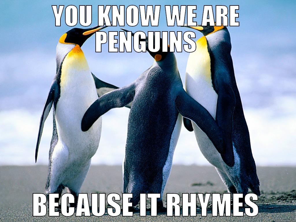 YOU KNOW WE ARE PENGUINS BECAUSE IT RHYMES Misc