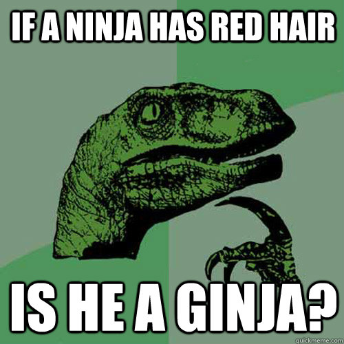 If a ninja has red hair is he a Ginja?  Philosoraptor