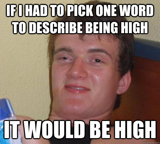 If i had to pick one word to describe being high it would be high  10 Guy