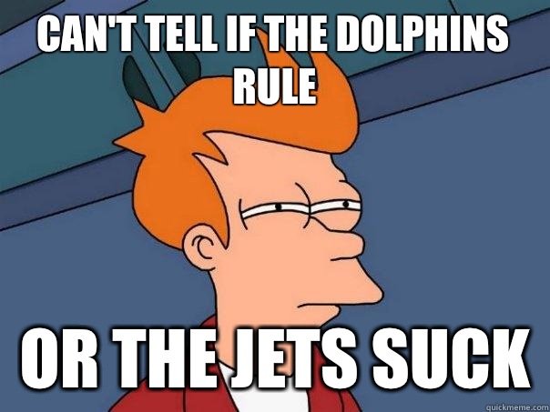 Can't tell if the Dolphins rule Or the Jets suck  Futurama Fry