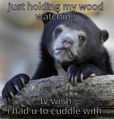 JUST HOLDING MY WOOD WATCHING TV WISH I HAD U TO CUDDLE WITH  Confession Bear