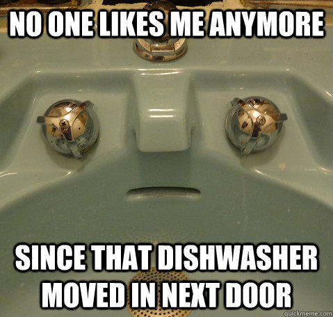 no one likes me anymore since that dishwasher moved in next door - no one likes me anymore since that dishwasher moved in next door  Emotionally Scarred Sink