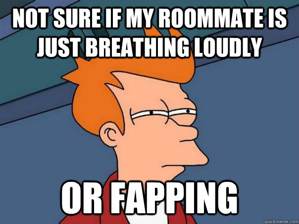 not sure if my roommate is just breathing loudly or Fapping  Futurama Fry