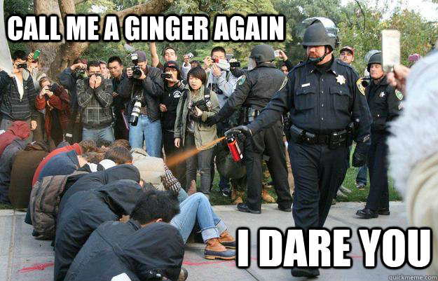 Call me a ginger again I Dare you - Call me a ginger again I Dare you  Pimp Pepper Spray Cop