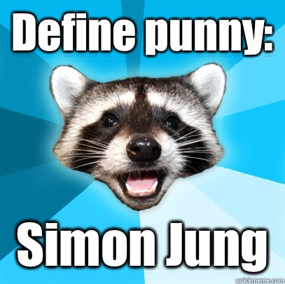 Define punny: Simon Jung  Lame Pun Coon