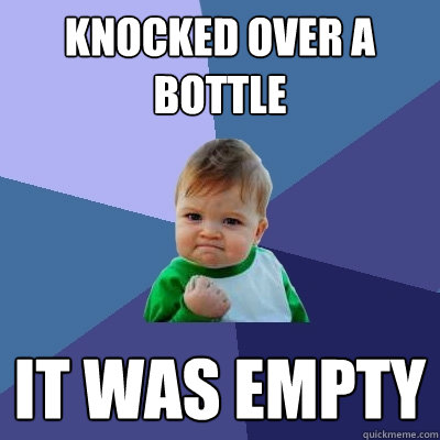 Knocked over a bottle it was empty  Success Kid