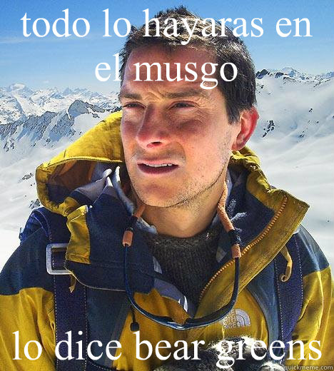 todo lo hayaras en el musgo lo dice bear greens  Bear Grylls