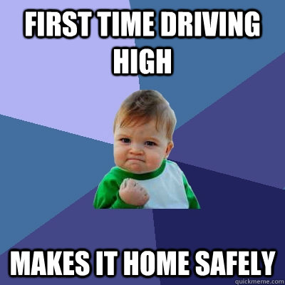 first time driving high makes it home safely  Success Kid