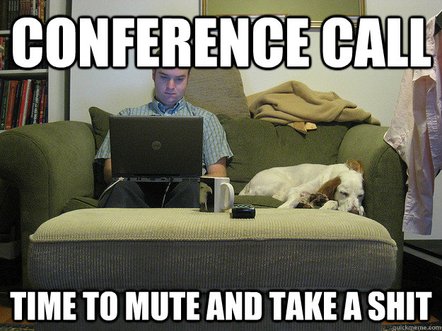 conference call time to mute and take a shit  