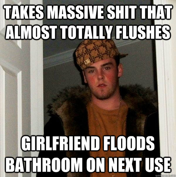 takes massive shit that almost totally flushes girlfriend floods bathroom on next use  Scumbag Steve