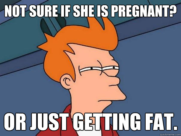 Not sure if she is pregnant? or just getting fat.  Futurama Fry