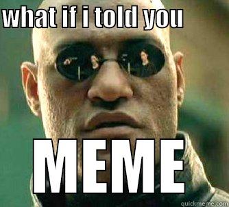 WHAT IF I TOLD YOU                         MEME Matrix Morpheus