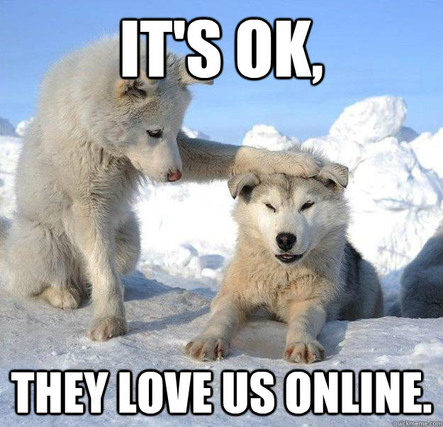 It's ok,  They love us online.  Caring Husky