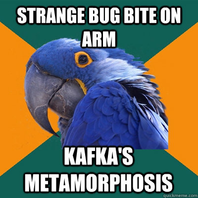 Strange bug bite on arm Kafka's Metamorphosis - Strange bug bite on arm Kafka's Metamorphosis  Paranoid Parrot