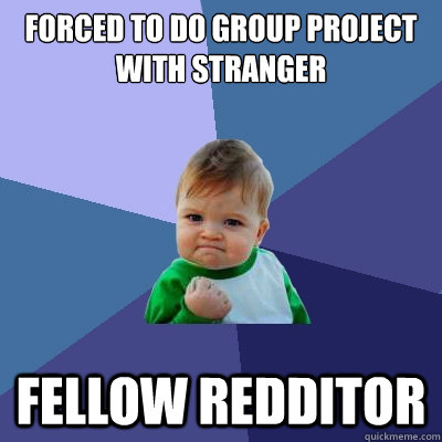 Forced to do group project with stranger fellow redditor  Success Kid