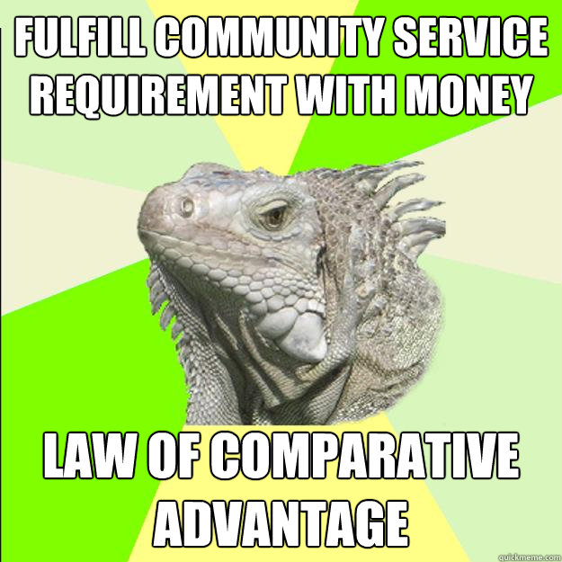 fulfill community service requirement with money law of comparative advantage  