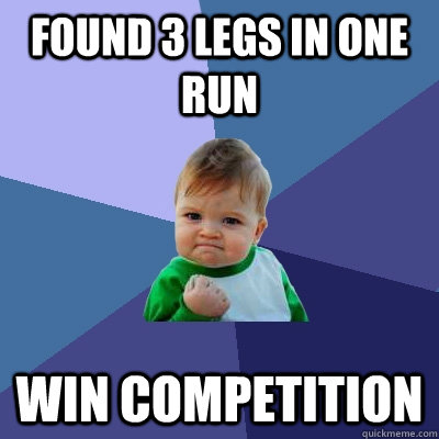 Found 3 Legs in one run Win Competition  Success Kid