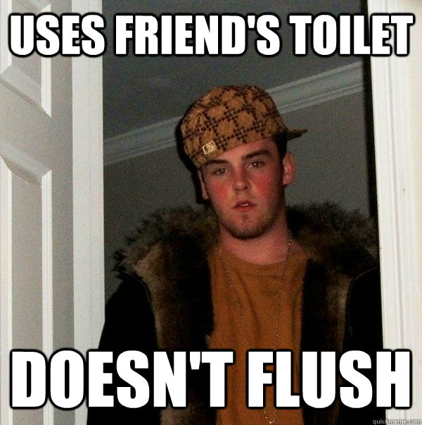 Uses friend's toilet Doesn't flush  Scumbag Steve