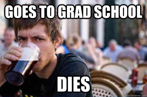 Goes to Grad School Dies  Lazy College Senior