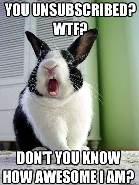 You Unsubscribed? WTF? Don't You Know How Awesome I Am?  Dissatisfied Bunny