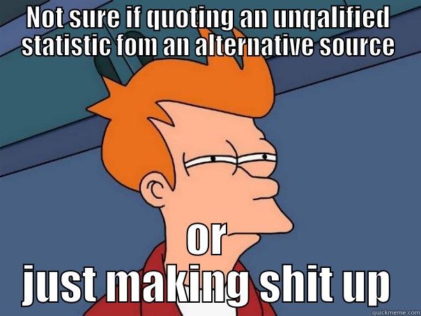 NOT SURE IF QUOTING AN UNQALIFIED STATISTIC FOM AN ALTERNATIVE SOURCE OR JUST MAKING SHIT UP Futurama Fry