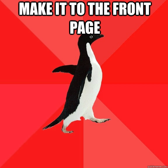 Make it to the front page   Socially Awesome Penguin