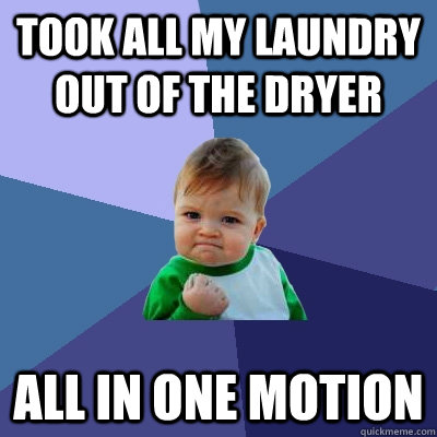 Took all my laundry out of the dryer All in one motion - Took all my laundry out of the dryer All in one motion  Success Kid