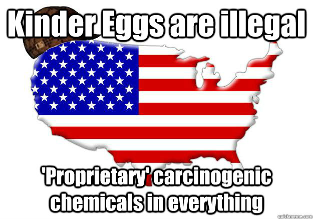 Kinder Eggs are illegal 'Proprietary' carcinogenic chemicals in everything  Scumbag america