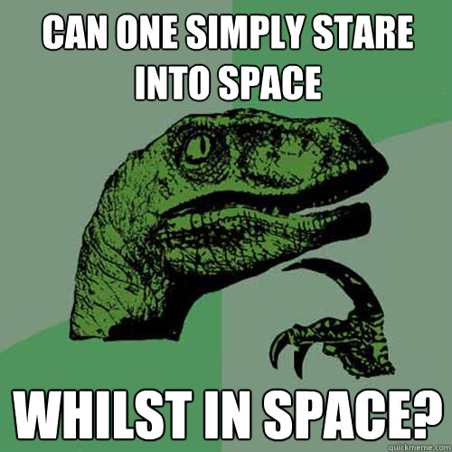 Can one simply stare into space whilst in space? - Can one simply stare into space whilst in space?  Philosoraptor