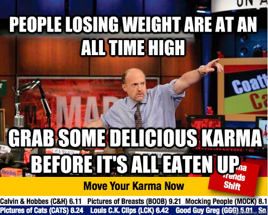 People losing weight are at an all time high grab some delicious karma before it's all eaten up  Mad Karma with Jim Cramer