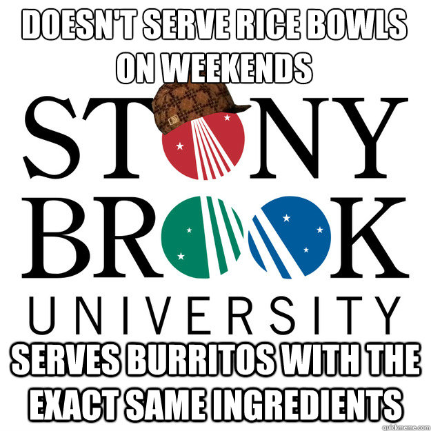 doesn't serve rice bowls on weekends serves burritos with the exact same ingredients  