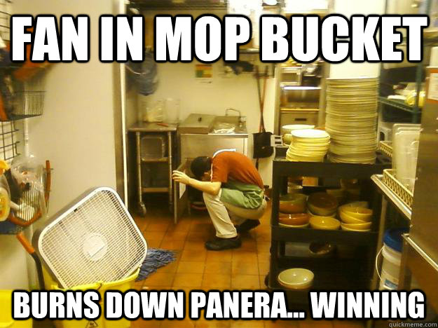 Fan In Mop Bucket Burns Down Panera... Winning  Panera Bread Fan Fail