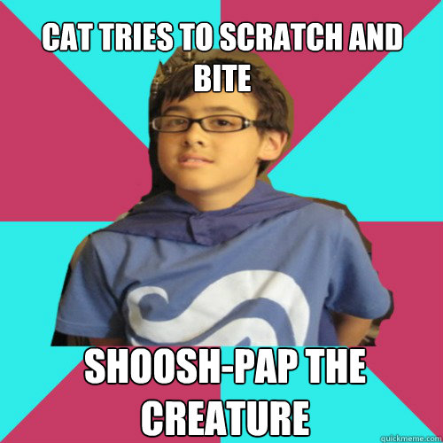 cat tries to scratch and bite shoosh-pap the creature  Casual Homestuck Fan