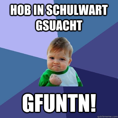 Hob in Schulwart gsuacht gfuntn!  Success Kid