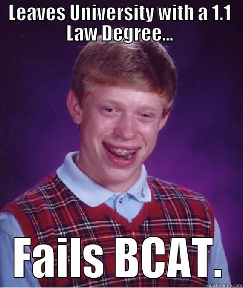 No Bar Brian  - LEAVES UNIVERSITY WITH A 1.1 LAW DEGREE... FAILS BCAT. Bad Luck Brian