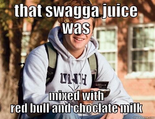 THAT SWAGGA JUICE WAS MIXED WITH RED BULL AND CHOCLATE MILK College Freshman